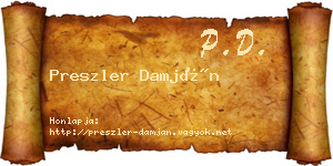 Preszler Damján névjegykártya